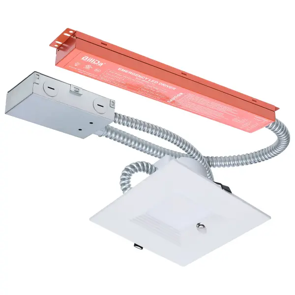 This 6-inch square commercial downlight combines field-selectable wattage and color temperature with integrated emergency backup, making it ideal for code-compliant commercial installations requiring reliable illumination.