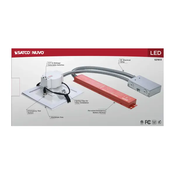 6-Inch Square LED Commercial Downlight with Emergency Backup - Image 10