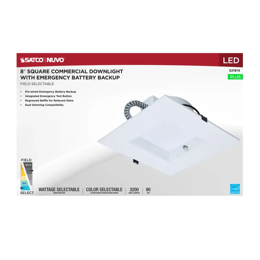 8-Inch Square LED Commercial Downlight with Emergency Backup - Image 9