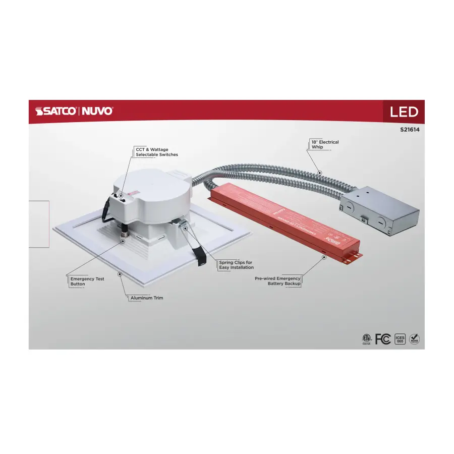 8-Inch Square LED Commercial Downlight with Emergency Backup - Image 10