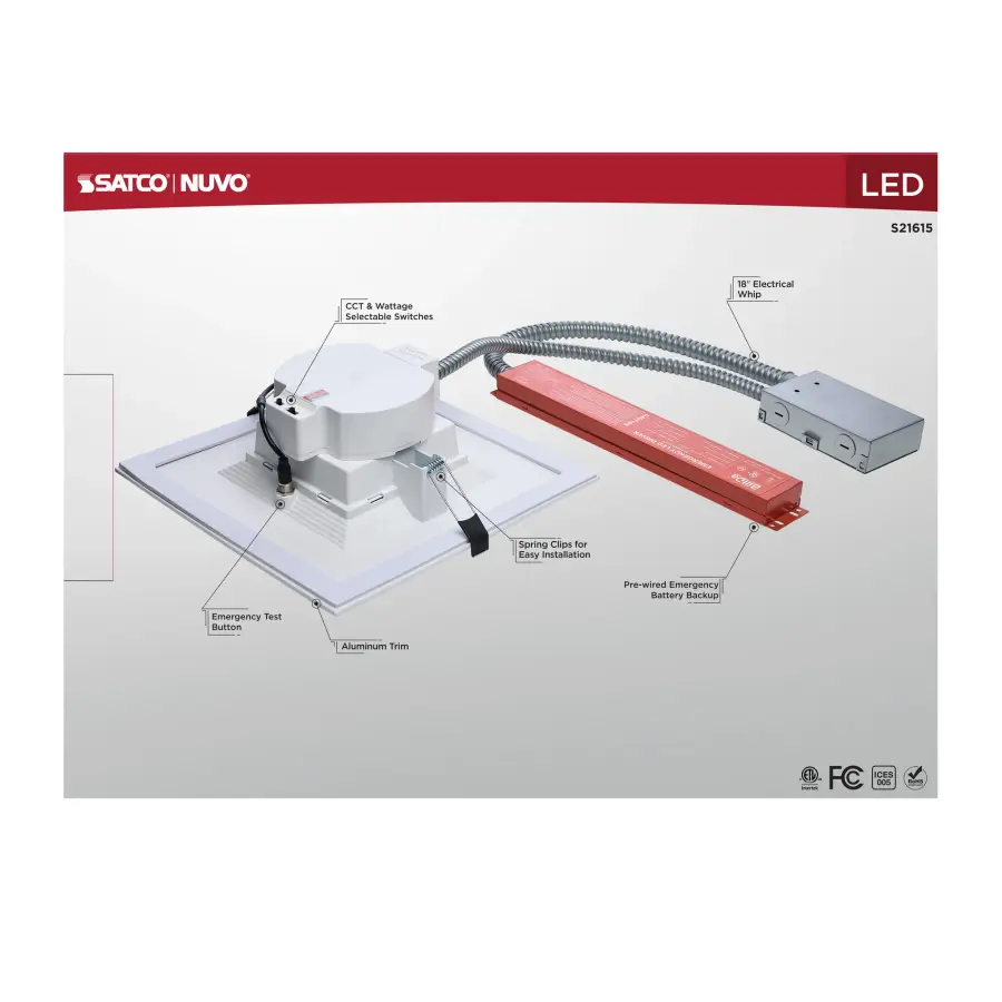 10-Inch Square LED Commercial Downlight with Emergency Backup - Image 10