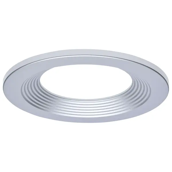 This 6-inch round trim accessory completes SATCO NUVO downlight systems with a clean, contemporary silver finish. Designed for commercial-grade installations, it delivers a polished look for modern spaces.