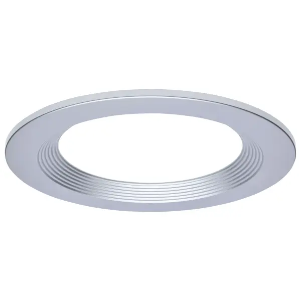 This 10-inch round trim accessory completes SATCO NUVO downlight installations with a sleek silver finish. Designed for commercial applications, it offers clean aesthetics and functional performance.