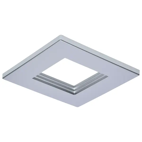 This 4-inch square trim accessory provides a sleek, modern finish for commercial-grade LED downlights. The silver finish offers versatile styling that complements contemporary interiors while maintaining professional aesthetics.