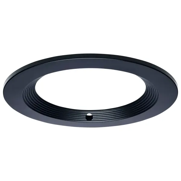 This 10-inch round trim accessory completes LED downlight installations with a sleek black finish and integrated emergency driver compatibility. Designed for commercial reliability with a discreet test button opening.