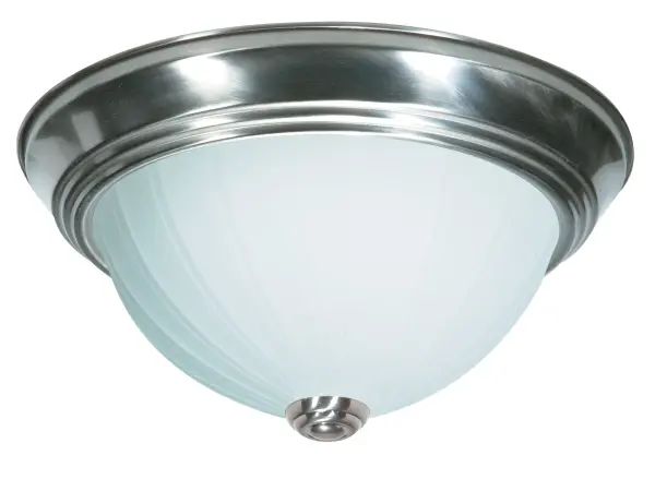 This 2-light flush mount combines traditional elegance with practical functionality. The frosted melon glass diffuses light beautifully while the brushed nickel finish adds sophistication to any room.