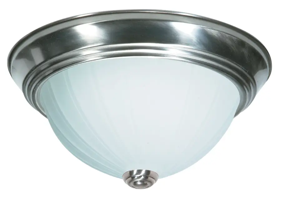 2-Light Frosted Melon Glass Flush Mount in Brushed Nickel