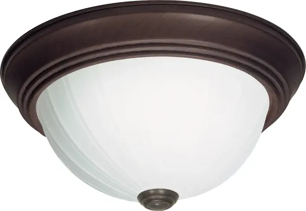This traditional 3-light flush mount combines timeless design with practical functionality. The frosted melon glass diffuses light beautifully while the old bronze finish adds warmth to any space.