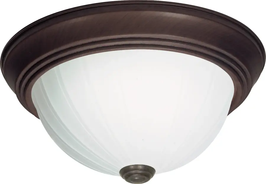 3-Light Frosted Melon Glass Flush Mount in Old Bronze