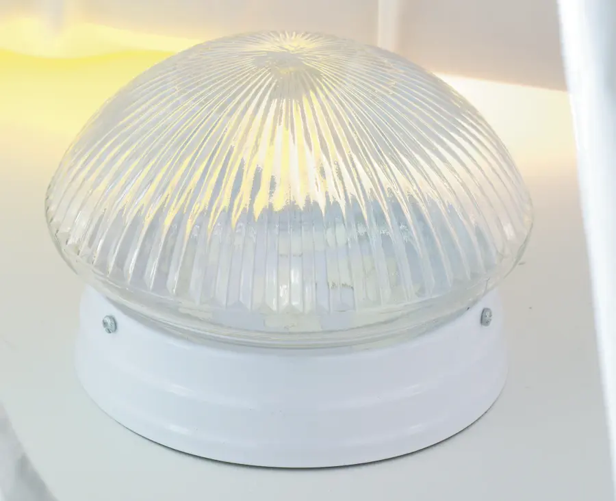 2-Light Flush Mount with Clear Ribbed Glass in White