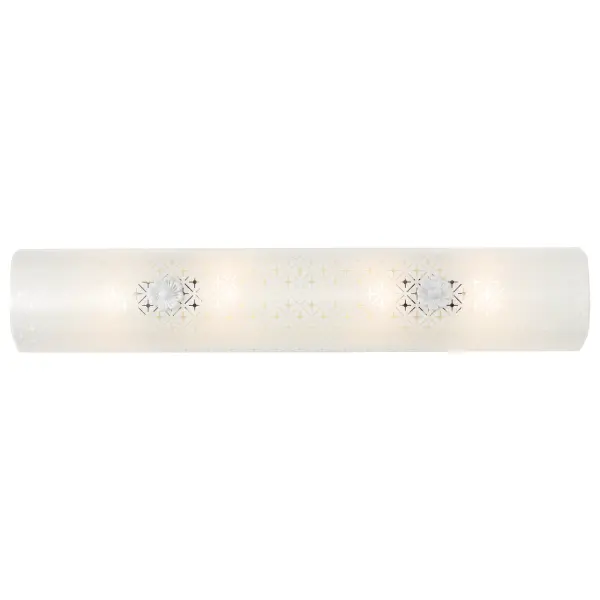 This 24-inch vanity light combines traditional elegance with practical illumination. The diamond-textured U channel glass diffuses light beautifully while the white finish coordinates with most bathroom decor. - alternate view