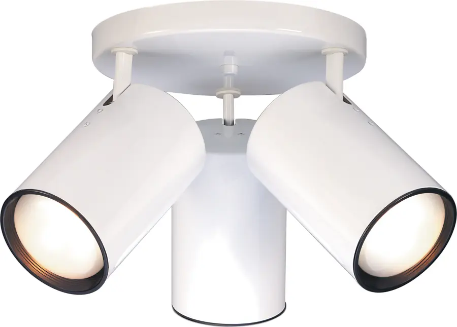 3-Light Straight Cylinder Flush Mount in White