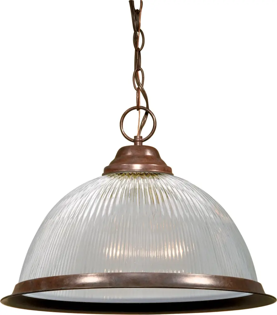 15" Clear Prismatic Dome Pendant in Old Bronze