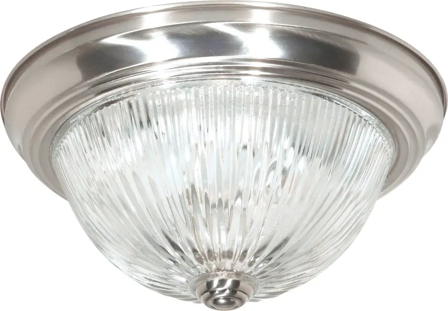 3-Light Flush Mount Ceiling Fixture with Clear Ribbed Glass