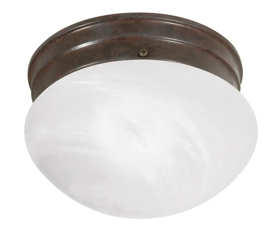 Small Alabaster Mushroom Flush Mount in Old Bronze