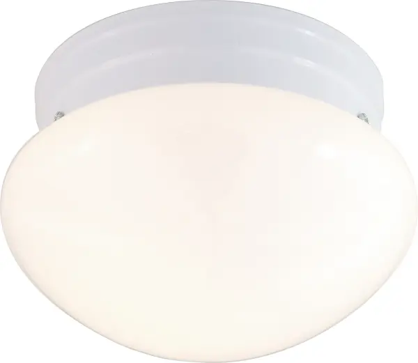 A dignified and elegant 2-light flush mount featuring traditional white mushroom glass shades. Perfect for rooms with standard ceiling heights, this fixture delivers reliable ambient lighting with classic style.