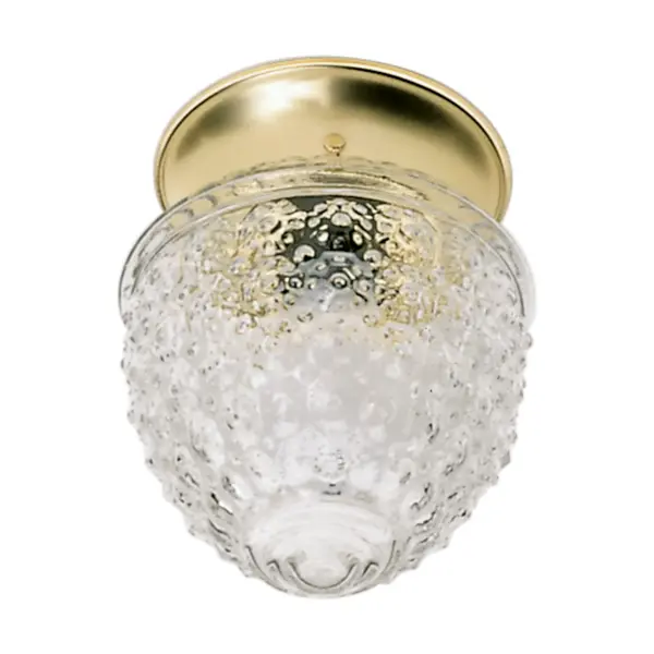 Pineapple Glass Flush Mount Ceiling Light in Polished Brass