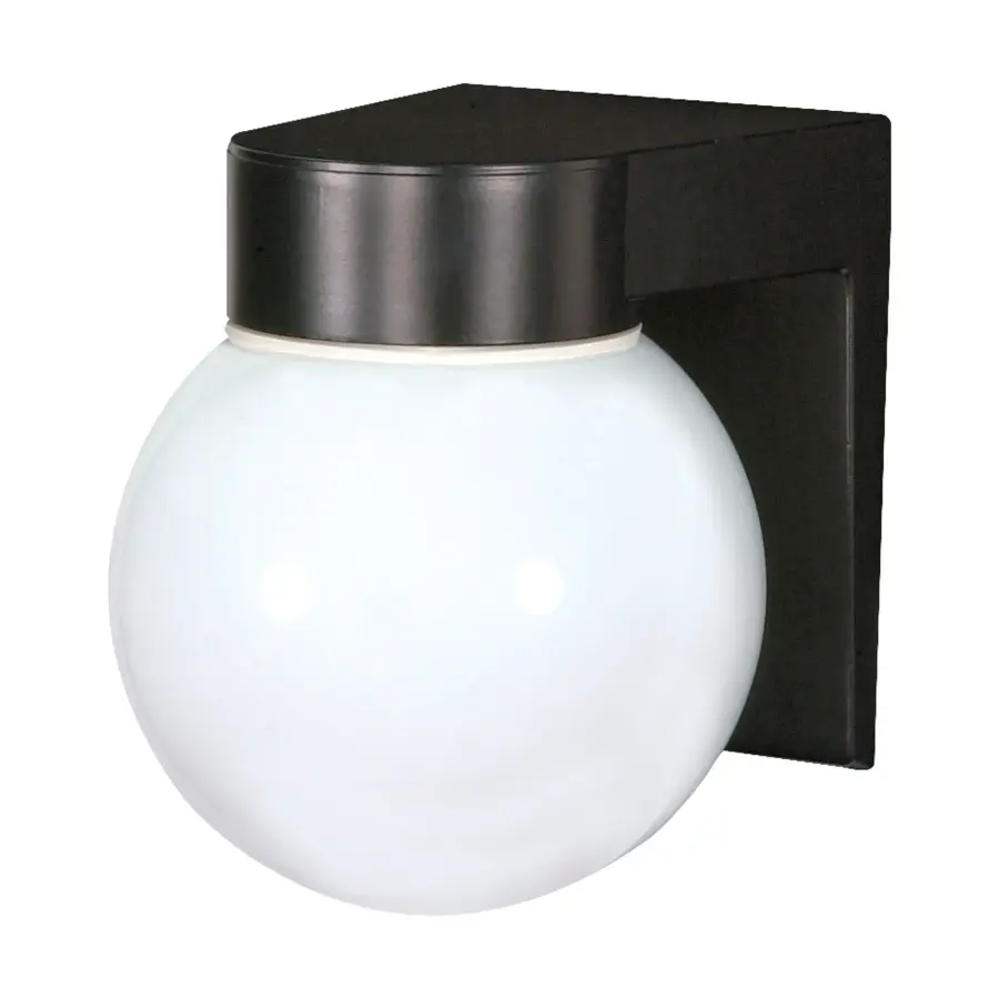 8" Utility Wall Mount Light with White Glass Globe - Image 1
