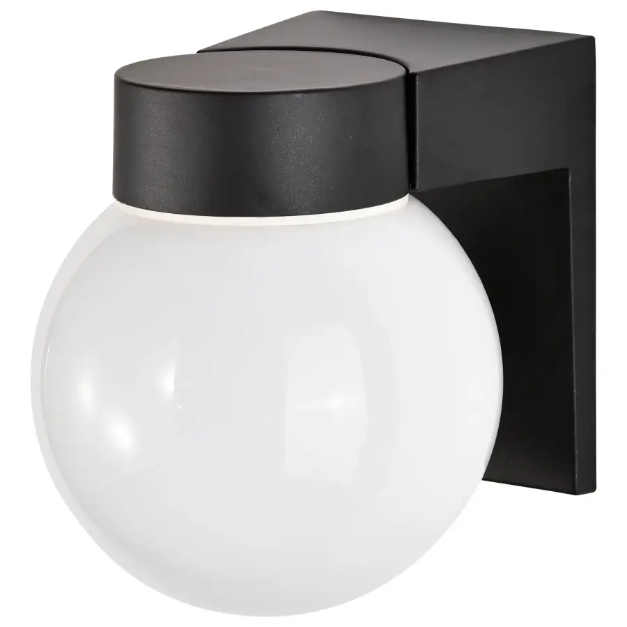 8" Utility Wall Mount Light with White Glass Globe - Image 2