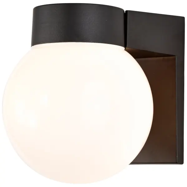 8" Utility Wall Mount Light with White Glass Globe - Image 5