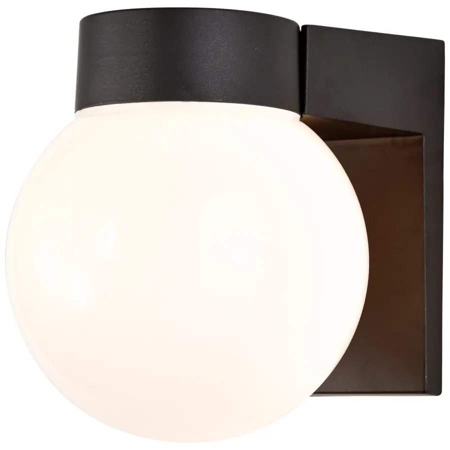 8" Utility Wall Mount Light with White Glass Globe - Image 5