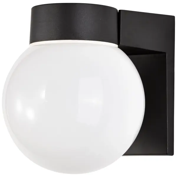 8" Utility Wall Mount Light with White Glass Globe - Image 6