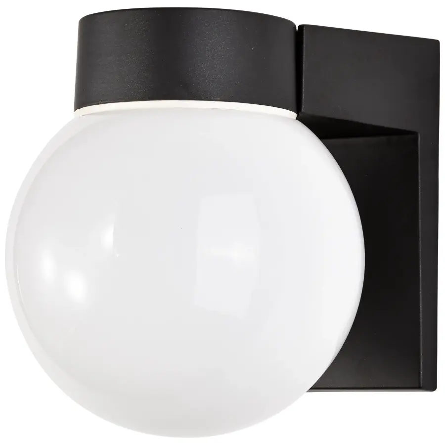 8" Utility Wall Mount Light with White Glass Globe - Image 6