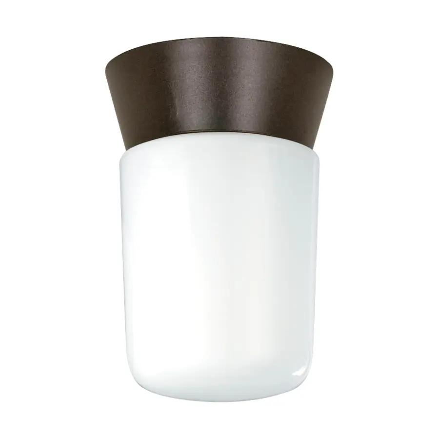 8" Bronzotic Utility Ceiling Mount with White Glass