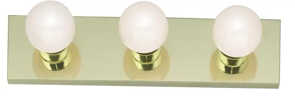 This 18-inch vanity strip delivers timeless elegance with its polished brass finish and three-light configuration. Perfect for bathrooms and powder rooms, it offers versatile installation options and traditional styling.