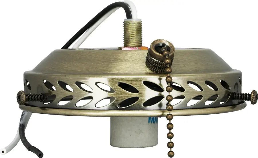 4" Fan Light Holder with Pull Chain - Antique Brass - Image 1