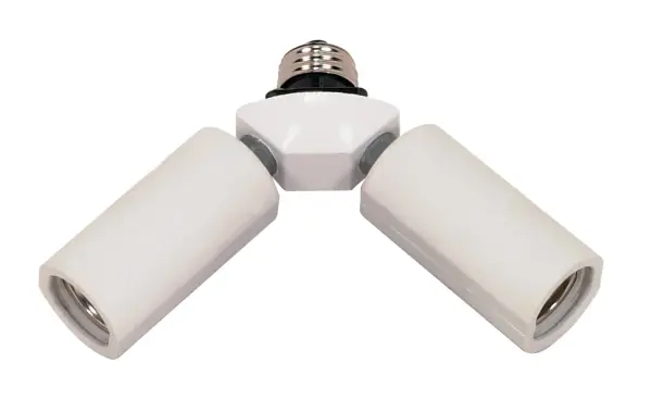This 2-light socket adapter converts a single medium base socket into two, allowing you to double your lighting capacity. Rated for 150W at 250V, it's a simple, functional solution for spaces needing additional illumination.
