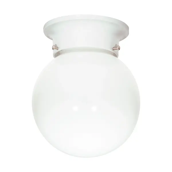 A simple 6-inch flush mount fixture offering clean, functional illumination. Perfect for utility spaces, closets, and hallways where basic lighting is needed without decorative flair.