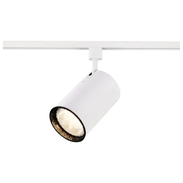 This straight cylinder track head offers clean, directional lighting with a classic white finish. Designed for R30 bulbs up to 75W, it provides adjustable accent lighting for residential and commercial spaces. - alternate view