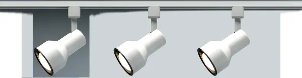 This compact step cylinder track head offers flexible directional lighting for task and accent applications. The clean white finish integrates seamlessly with modern track systems, making it ideal for kitchens, offices, and retail spaces. - alternate view