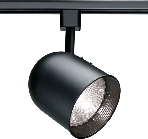 This compact bullet cylinder track head delivers focused PAR20 lighting in a sleek black finish. Perfect for highlighting artwork, retail displays, or task areas with adjustable directional control.