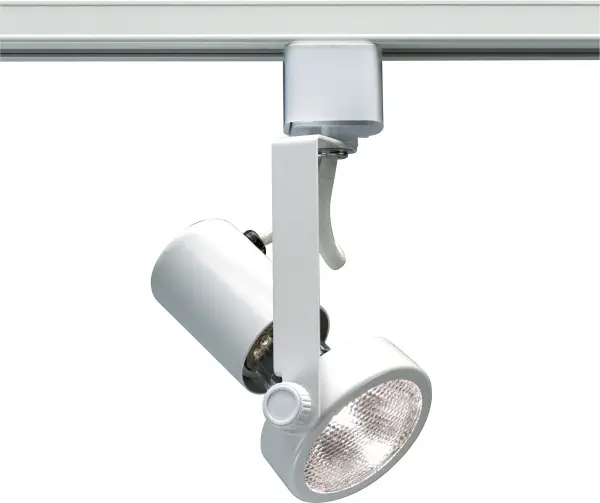 This compact PAR20 track head features a gimbal ring design for precise directional control. The clean white finish integrates seamlessly with modern track systems, making it ideal for accent and task lighting applications.