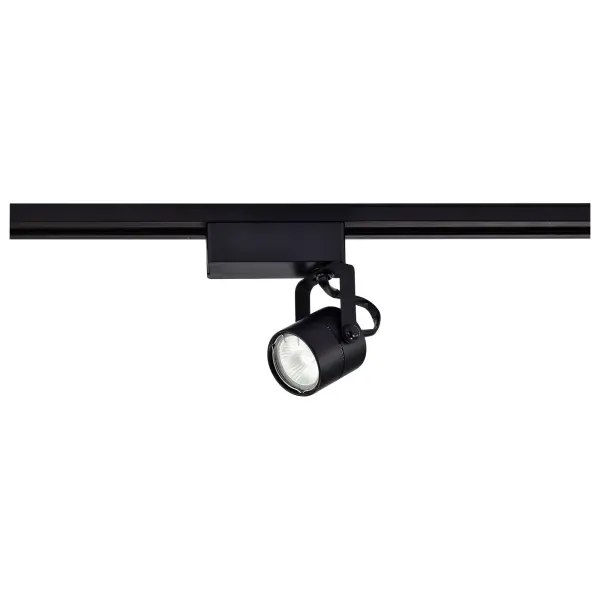 This compact MR16 track head delivers focused 50W halogen lighting on a 12V system. The round black finish provides a clean, unobtrusive look that works in modern and contemporary spaces for accent or task lighting needs. - alternate view