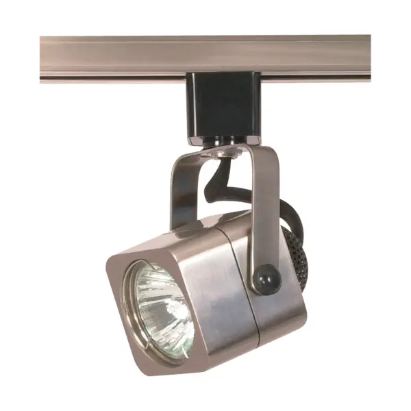 This compact MR16 track head offers directional lighting in a sleek square design. The brushed nickel finish complements modern interiors while the adjustable head allows precise light placement for artwork, displays, or task areas.