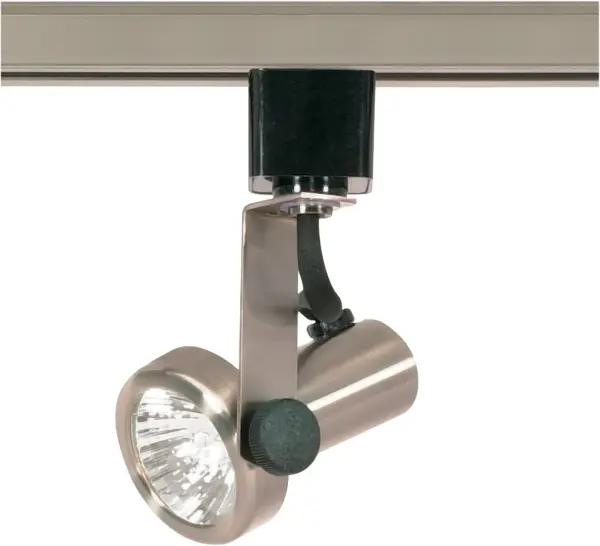This compact MR16 track head features a gimbal ring design that allows precise directional control. The brushed nickel finish complements modern interiors while the adjustable head makes it ideal for highlighting artwork, retail displays, or task areas.