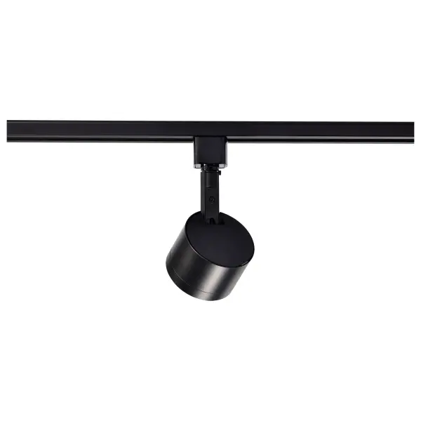 This compact round track head delivers efficient 12W LED lighting with a focused 36-degree beam angle, perfect for accent and task lighting. The matte black finish offers timeless appeal that complements modern interiors. - alternate view