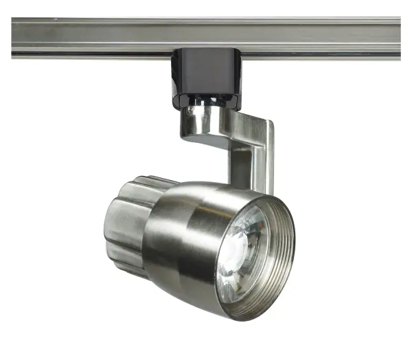 This 12-watt LED track head offers flexible directional lighting with its angle arm design. The brushed nickel finish provides a contemporary look while the 36-degree beam spread delivers focused illumination perfect for highlighting artwork, architectural features, or task areas.