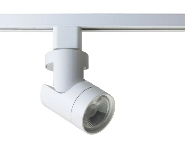 This 12W LED track head delivers focused warm white illumination with a narrow 24-degree beam spread, perfect for highlighting artwork, architectural features, or retail displays. The sleek barrel design in white finish complements contemporary interiors.