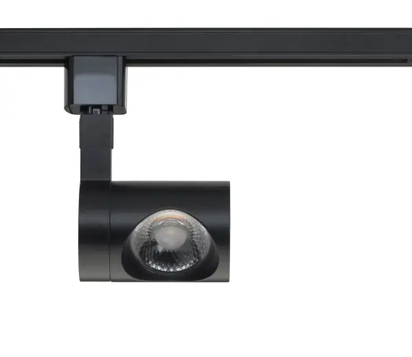 This 12W LED track head delivers focused illumination with a 36-degree beam spread, perfect for highlighting artwork, architectural features, or retail displays. The sleek black pipe design complements contemporary spaces.