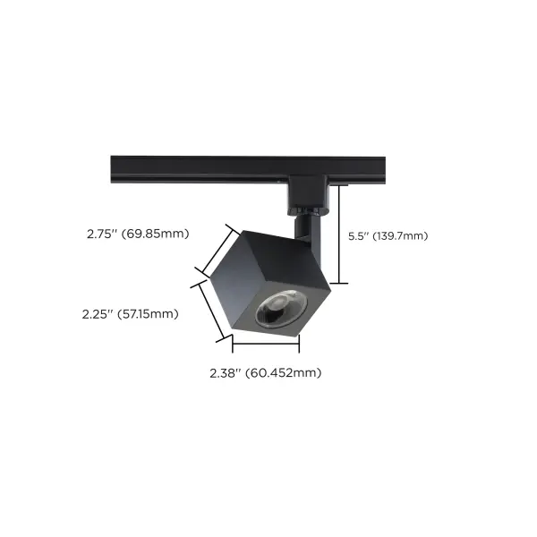 12W LED Square Track Head in Black - Image 3