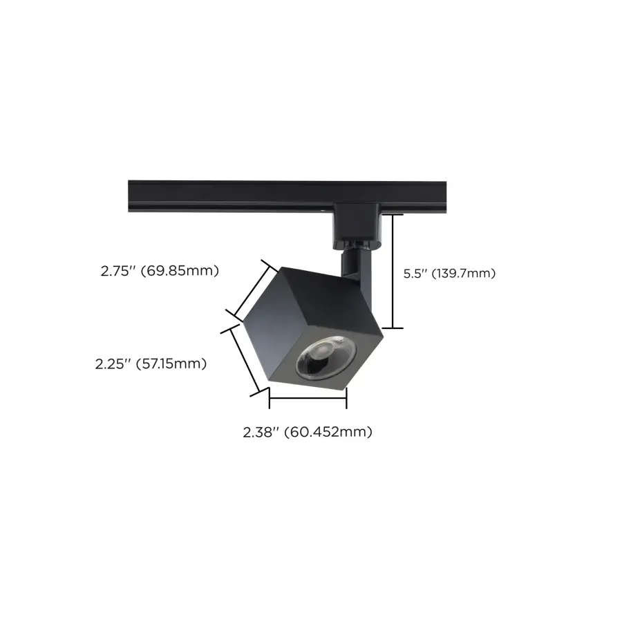 12W LED Square Track Head in Black - Image 3