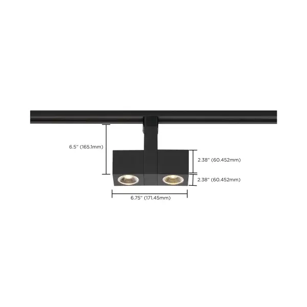 24W LED Dual Square Track Head - Black - Image 7