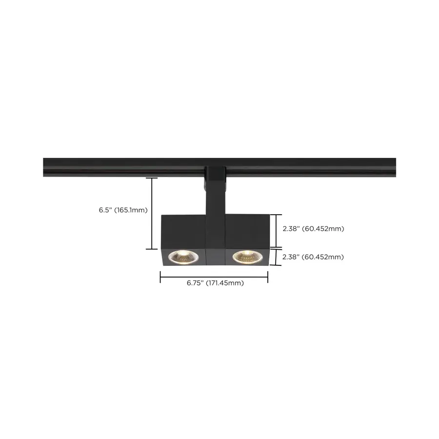 24W LED Dual Square Track Head in Black - Image 7