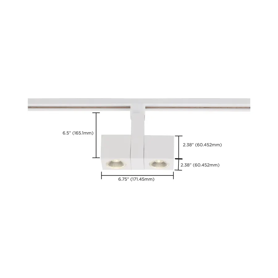 24W LED Dual Square Track Head in White - Image 7