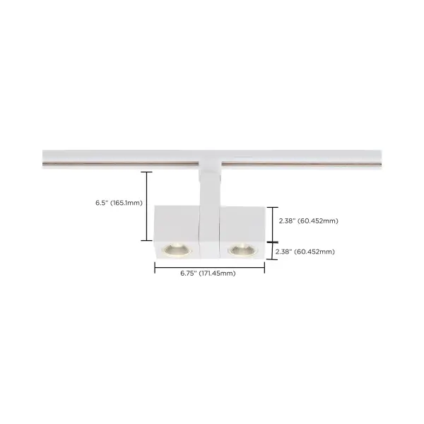 24W LED Dual Square Track Head in White - Image 7