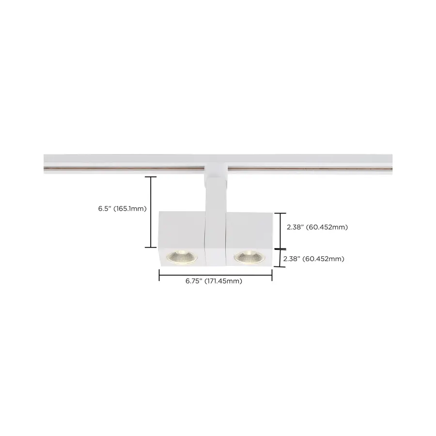 24W LED Dual Square Track Head in White - Image 7